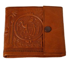 Moroccan Wallet Coin Genuine Leather Bi-fold Handmade Pocket Unisex Small Orange