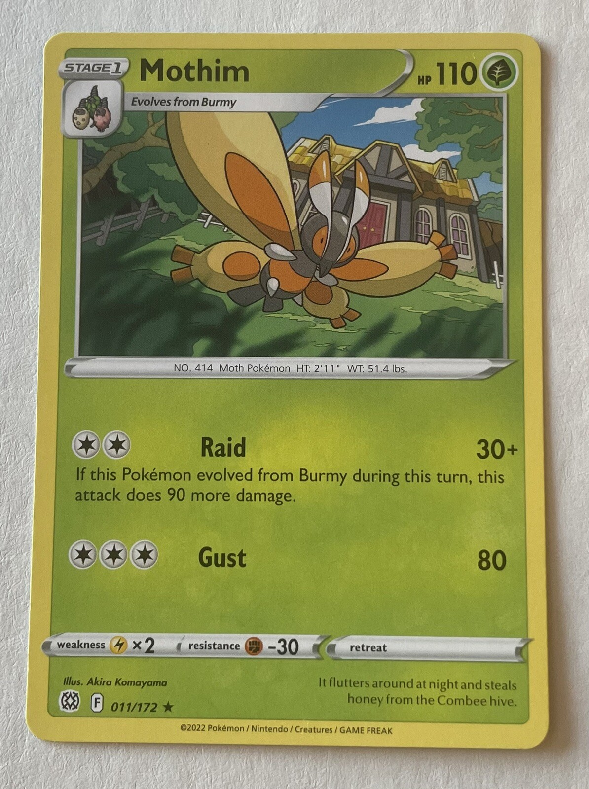 Mothim 11/172 Non Holo Rare Brilliant Stars Pokemon TCG Card + Cardsaver