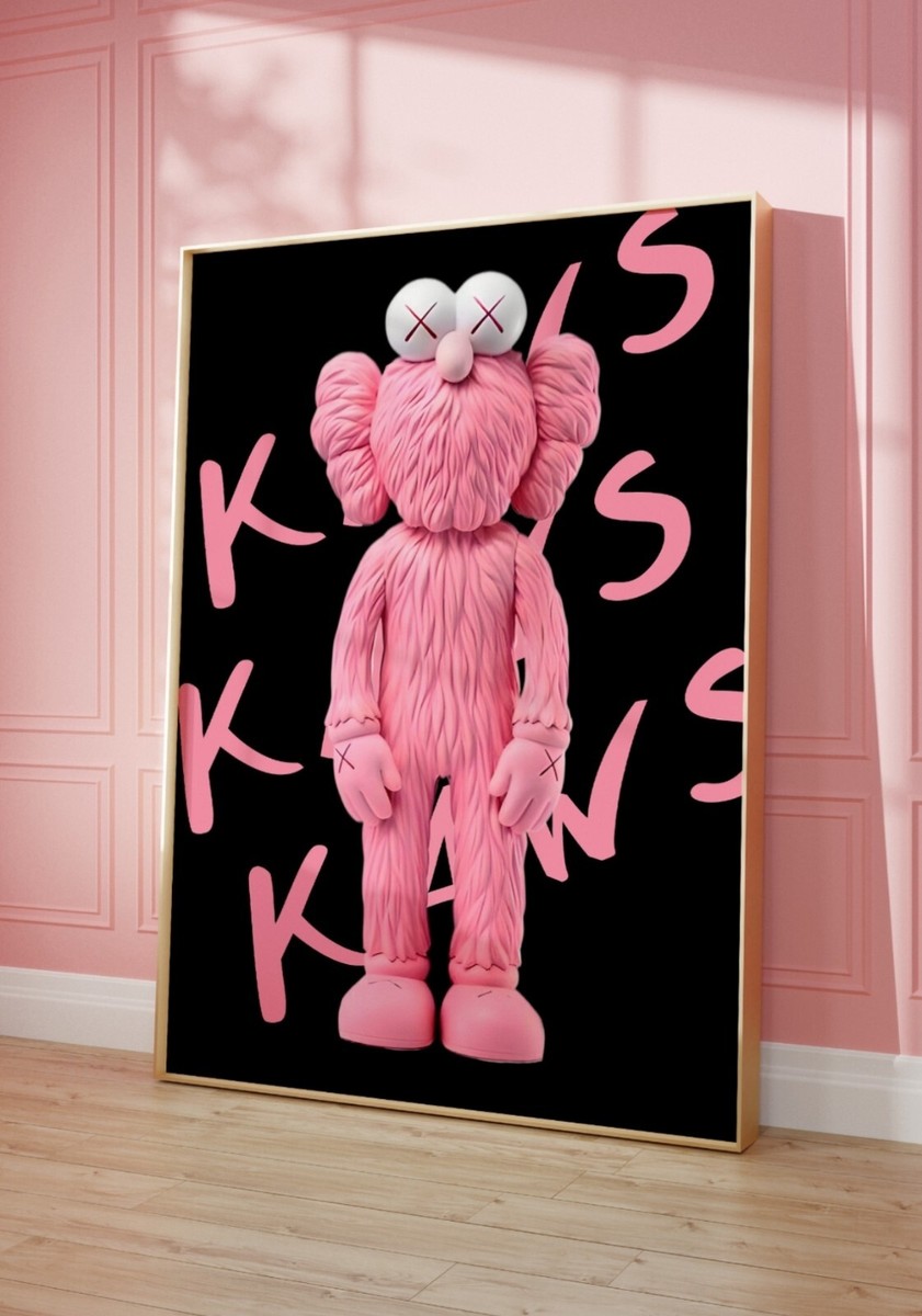 KAWSアート Set of 3 Pink Kaws Art pieces canvas wall art home decor | eBay