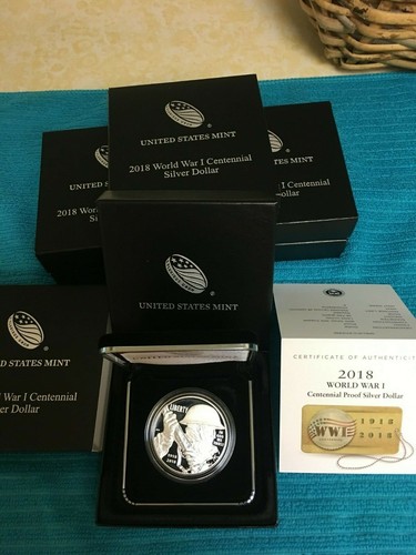 2018 WORLD WAR I CENTENNIAL COMMEMORATIVE PROOF SILVER DOLLAR from US MINT. GEM! - 第 1/6 張圖片