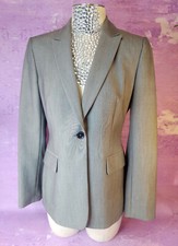 Calvin Klein Light Gray Blazer Women Size 4 Business Wear Stretch Polyester FLAW