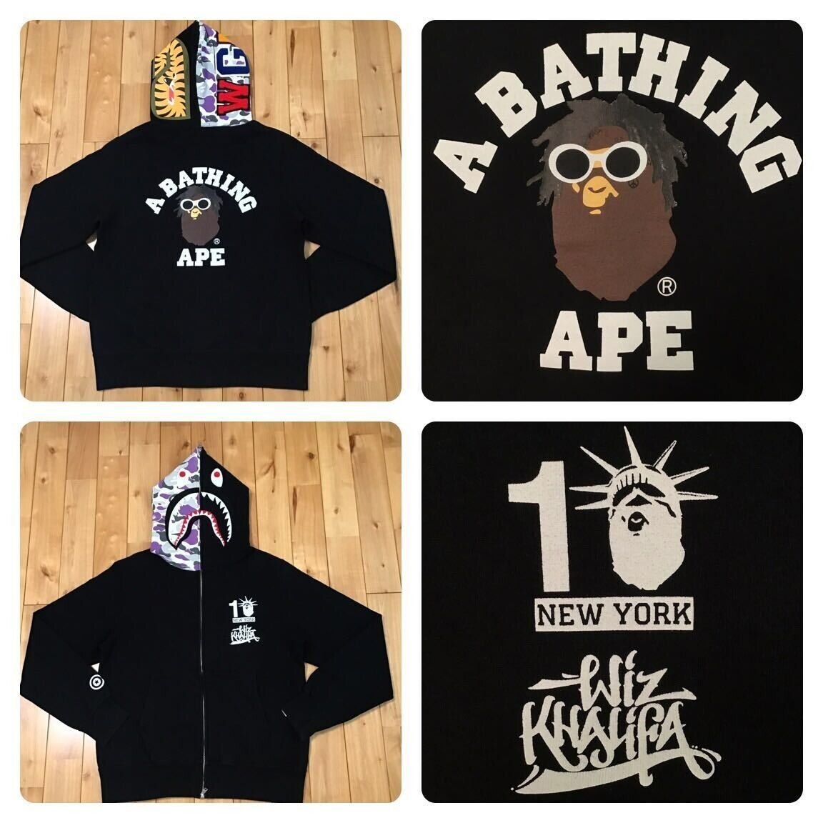 送料無料 BAPE WIZKHALIFA L/S WHITE L