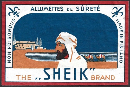 (BL) Finland Vintage Matchbox label - THE SHEIK BRAND - 第 1/2 張圖片