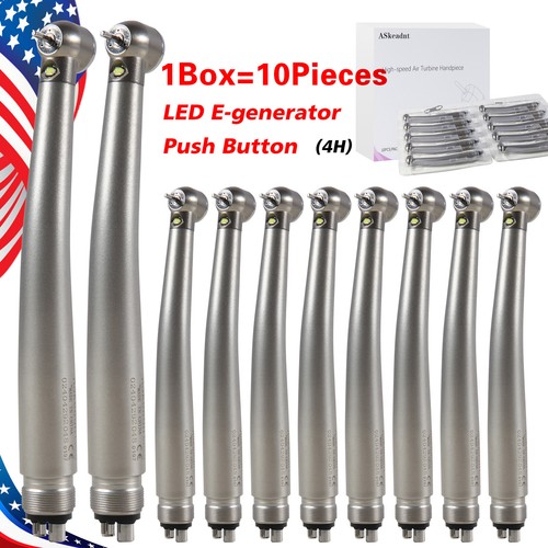 10* Dental LED Glasfaser E-Generator High Speed Handstück Druckknopf 4 Loch - Bild 17 von 24