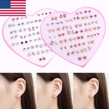 36Pairs/set Cute Mixed Flower Pattern Stud Earrings For Kids Girls Jewelry Gift