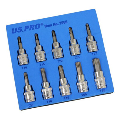 Torx Star Bit Steckschlüsselsatz T10 - T55 3/8'' Antrieb Steckschlüssel Ratsche Werkzeug 10tlg US Pro