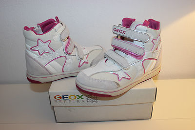  NEU OVP Geox Schuhe Sneaker Knöchelsneaker Leder Gr. 34 pink weiß grau Np 69,99