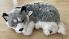 Perfect Petzzz Husky Dog Plush Sleeping Breathing Collar Tag Realistic w/ Video