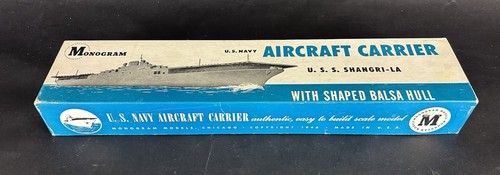 1946 Monogram U.S. Navy Battleship U.S.S. Shangri-la Wood Model Kit B5 - Picture 2 of 7