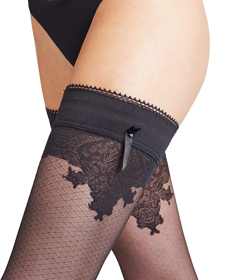 FALKE autoreggente nero con balza in pizzo mod 42001 Ceremonial - Imagen 3 de 4