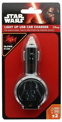 Star Wars Darth Vader In Car twin 2x USB Cigarette Socket Charger Black 2.1  Amp