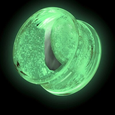 Ohr Plug Flesh Tunnel Liquid Flüssigkeit Glow in the Dark Double Flared