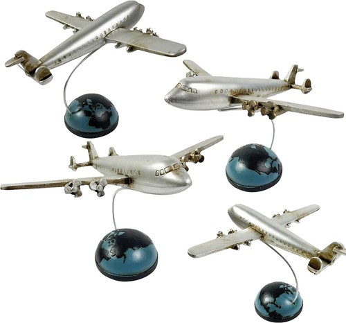 Urbalabs Model Airplane Office Desk Decor Retro Hand Cast Silver Airplane Pilot - Picture 5 of 7