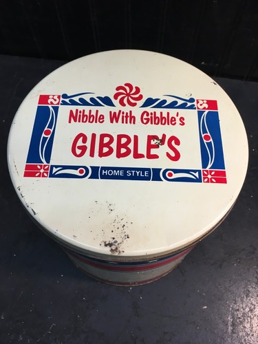 Gibbles pretzel sticks Bicentennial Tin Can 1 lb  Vintage American Eagle Shield - Picture 3 of 9