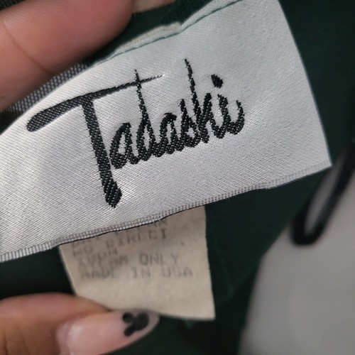 Mini abito Tadashi vintage anni 90 maniche trasparenti impreziosito verde smeraldo taglia S - Foto 6 di 7