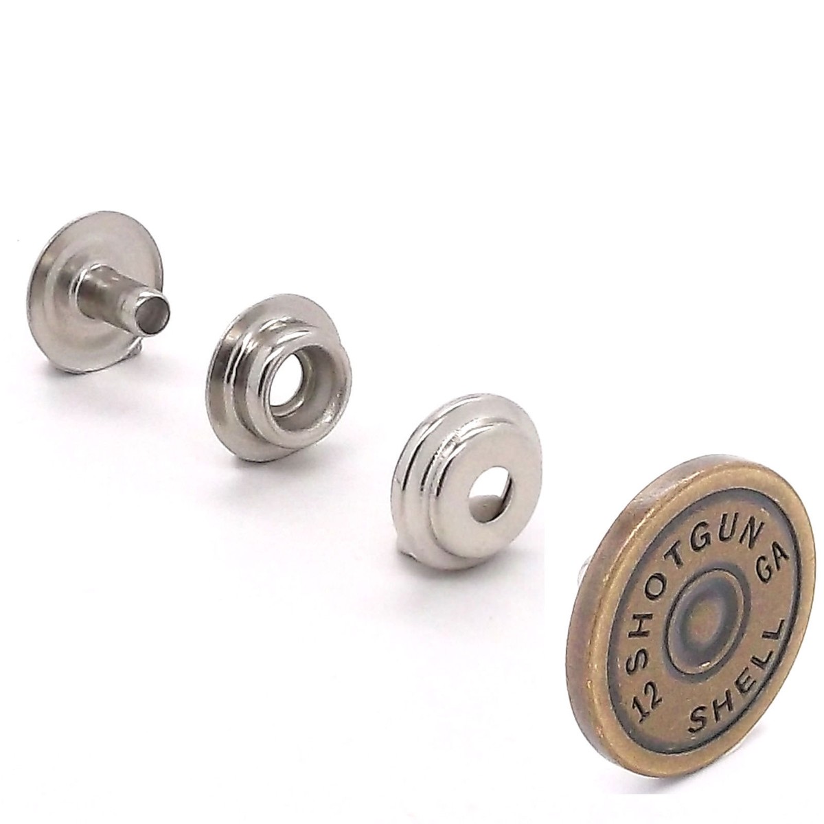 12 Gauge Shotgun Shell Decorative Snap Set Antique Brass 7/8