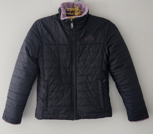 The North Face Girl's Mossbud Swirl Reversible Black/Lilac Full Zip Jacket! M - Picture 3 of 10
