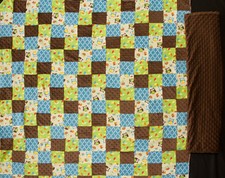 Bright Owl Patchwork Flannel Children's Quilt Top Fabric Minky Dot for Backing