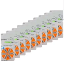 60 PowerOne Hearing Aid size 13 Genuine Mercury Free  Batteries,Germany exp-2028