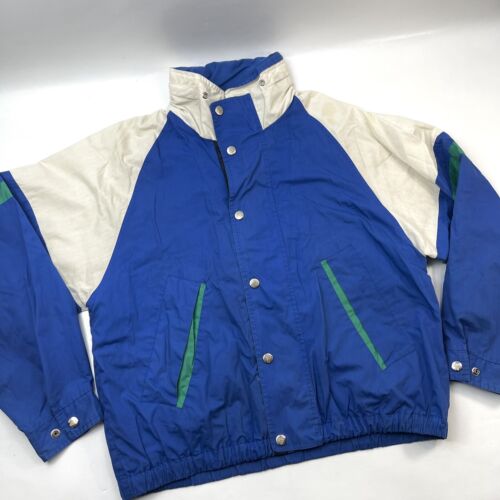 Mighty Mac Windbreaker Vintage Blue/White Reflective Track Jacket Men's Size L - Picture 3 of 19