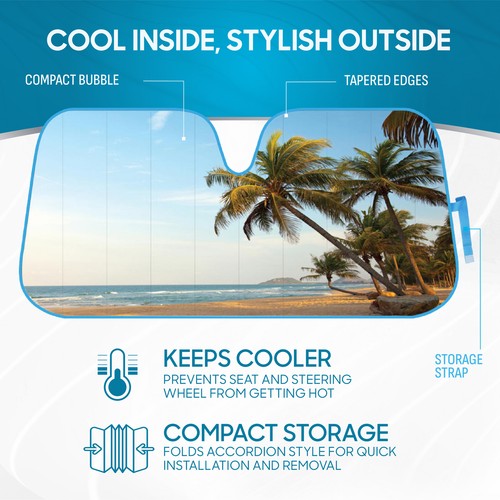 Parasol Auto Coche Diseño de Árbol de Isla Tropical - Parasol Jumbo Doble Burbuja - Imagen 2 de 8