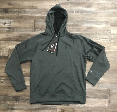 Spyder Active Mens Medium Gray Hoodie Hooded Sweatshirt New