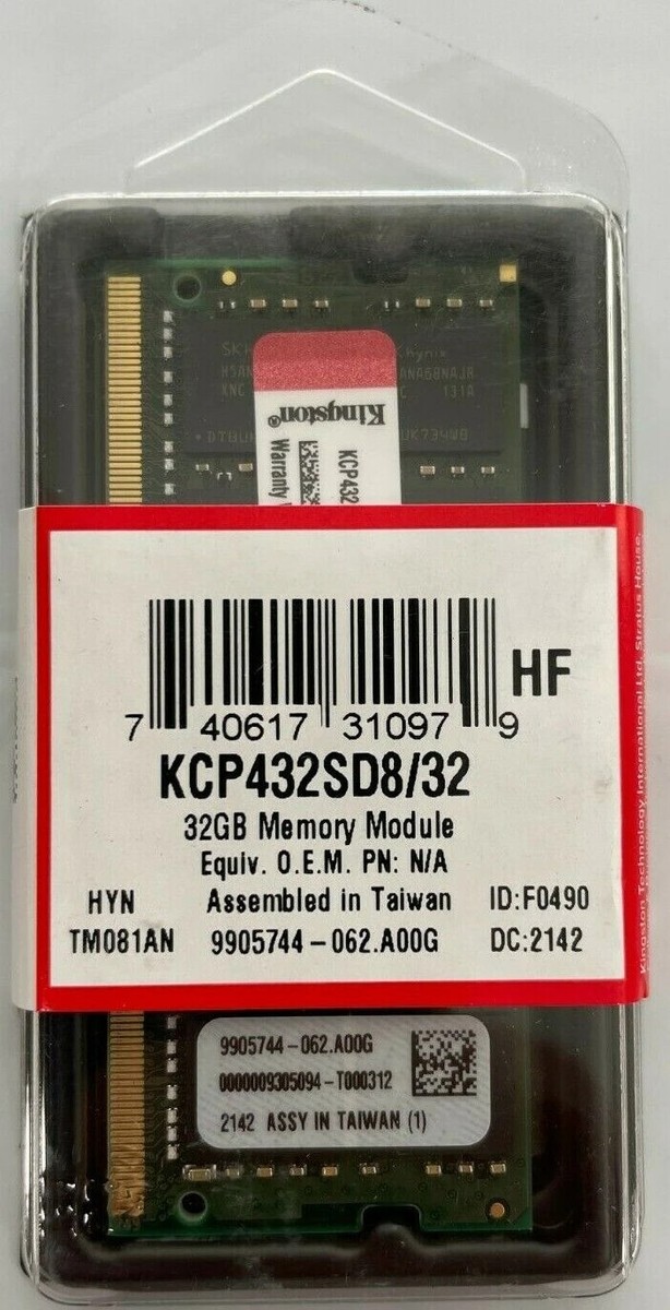 Kingston 32GB DDR4 3200MHz SODIMM Laptop Memory KCP432SD8/32