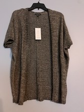 Eileen Fisher Bronze Variegated Links Sparkle Shimmer Knit Oval Cardigan XS