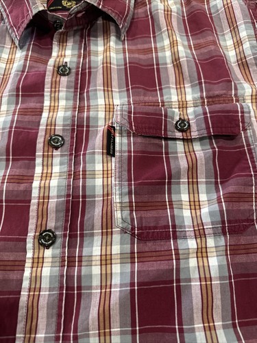 Phat Farm Classics Men’s XL Long Sleeve Button Down Shirt Burgundy Plaid Casual - Picture 3 of 4