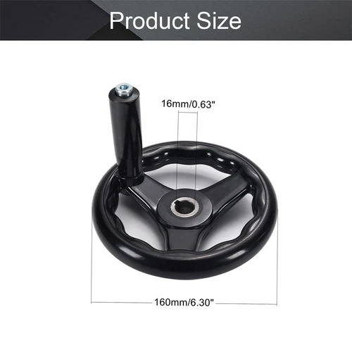 160mm*16mm*5mm 3 Spoke Hand Wheel With Revolving Handle For Milling Machine NEW - Picture 2 of 19