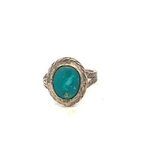 Handmade Sterling Silver Freeform Turquoise Stone Southwest Style Ring sz 7