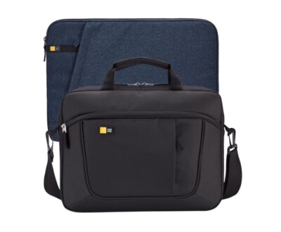Case Logic Black Laptop Bag and Blue Sleeve Bundle