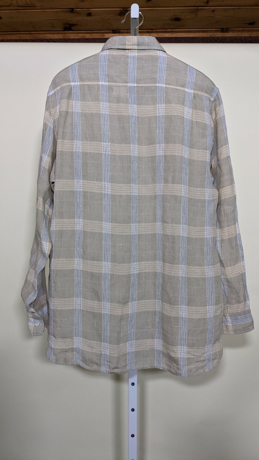 Camicia Yves Saint Laurent primavera 2007 lino a quadretti doppia tasca cinturino collo 41 16