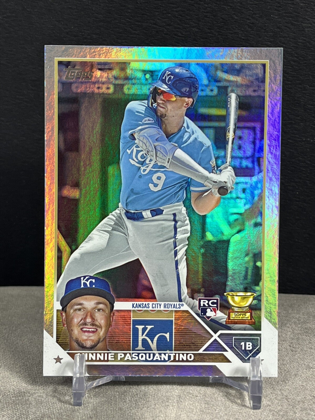 2023 Topps Series #302 Vinnie Pasquantino (RC) Rainbow Foil Parallel.