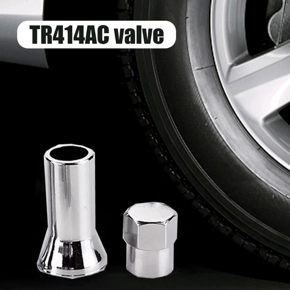 10Pcs TR414 Silver Chrome Car Tyre Wheel Tire Valve Stem Hex Cap & Sleeve Covers - Image 4 of 4