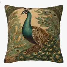 William Morris Abstract Floral Bird Peacock Design Throw Pillow Cover Home Decor
