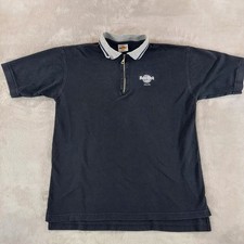 Vintage Hard Rock Cafe Shirt Mens Large Polo Made in USA Pull Tab Zipper Denver