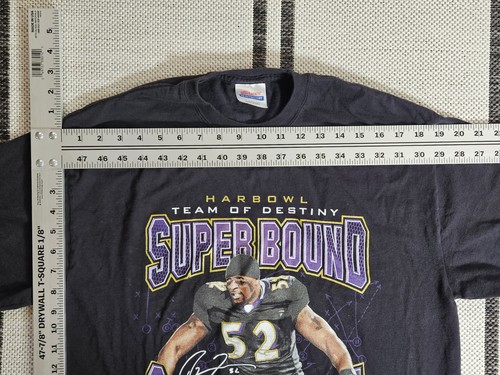 Vintage Baltimore Ravens Harbowl Black Super Bowl T-Shirt Ray Lewis Cotton SizeL - Bild 6 von 9