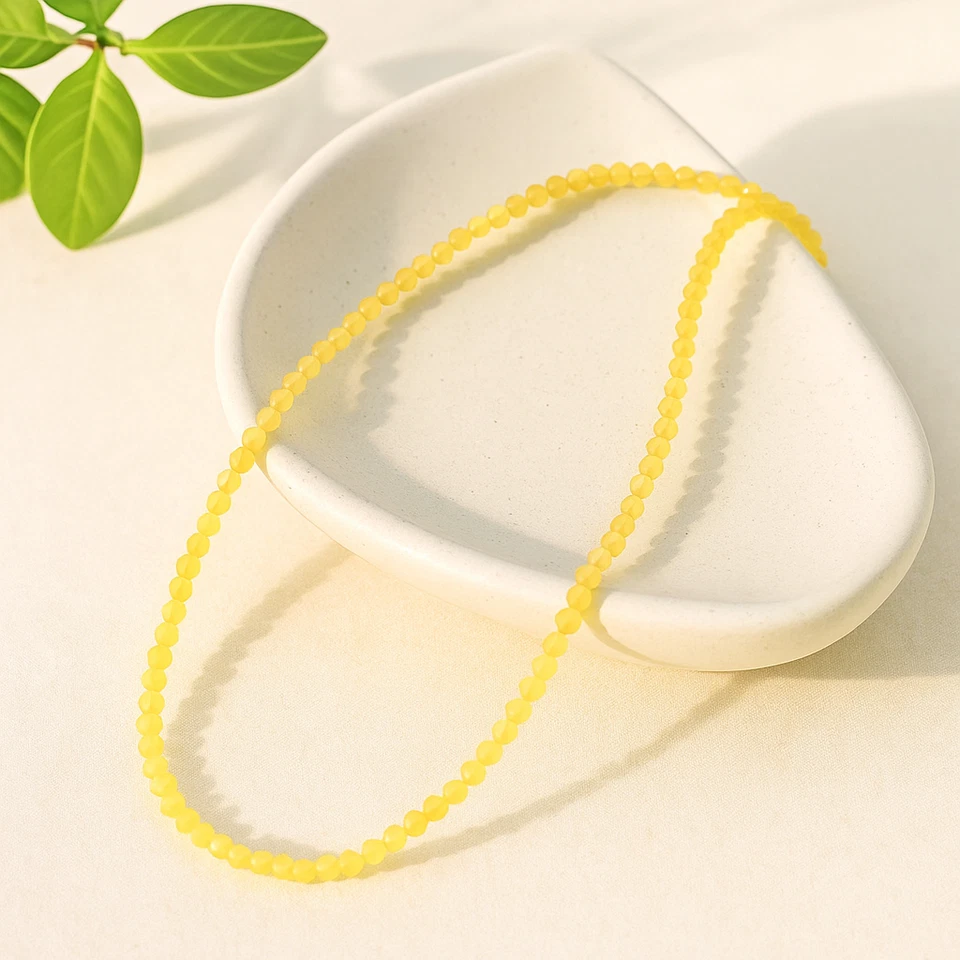 Collar Gargantilla Citrino 2mm Cuentas Facetadas Delicadas Minimalistas Mujeres Joyería Foto 4 de 4