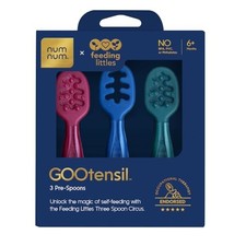 Baby Spoons Set, Feeding Littles x Silicone Pre-Spoon GOOtensils 3 Jewel Tones