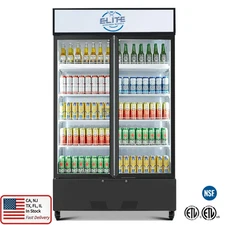 NSF 21-Cu Ft Commercial Refrigerator 2 Glass-Door Merchandiser (Black) 40" New