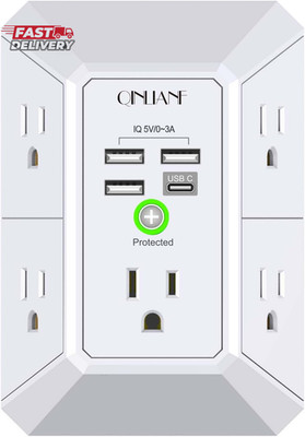 Wall Charger, Surge Protector, QINLIANF 5 Outlet Extender with 4 USB Charging Po