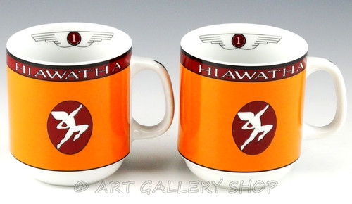 American Rails Michael Leson MILWAUKEE ROAD HIAWATHA COFFEE MUGS Set of 2 Unused