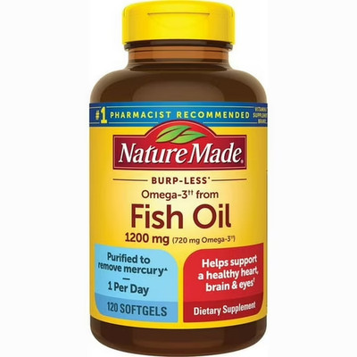 Nature Made Fish Oil 1200mg Omega 3 720mg Supplement Heart Health Softgel 120ct