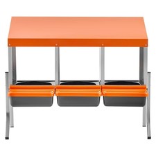 3-Section Roll-Away Chicken Nesting Box, Galvanized Steel Frame, Orange