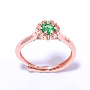 Authentic Emerald Quartz (Lab-Created) 925 Silver Rose Gold Plated Ring Adjst RC7375-1_4