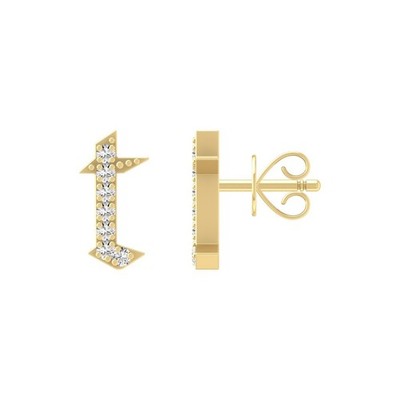 10 Karat Gelbgold 0,05 kt natürlicher Diamant Initialen t Ohrstecker für Damen