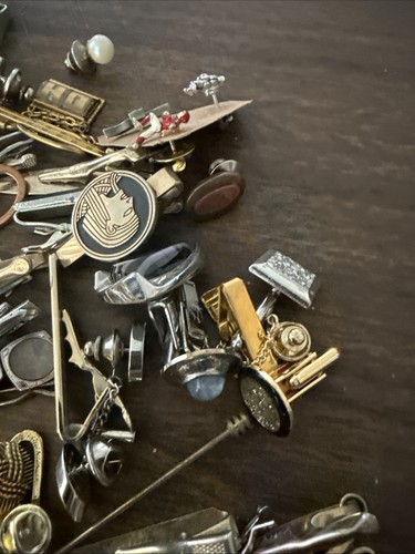 JOB LOT Cufflinks & Tie Clips/Pins Mixed Bundle Vintage Retro Wedding Mens Swank - Picture 7 of 8