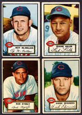 1952 TOPPS BASEBALL LOT of 4 CINCINNATI REDS - LOW GRADE