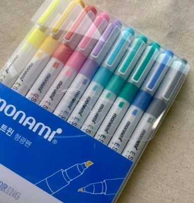 Monami Essenti Twin Pastel Highlighter 10 Colors Set / Express / Genuine